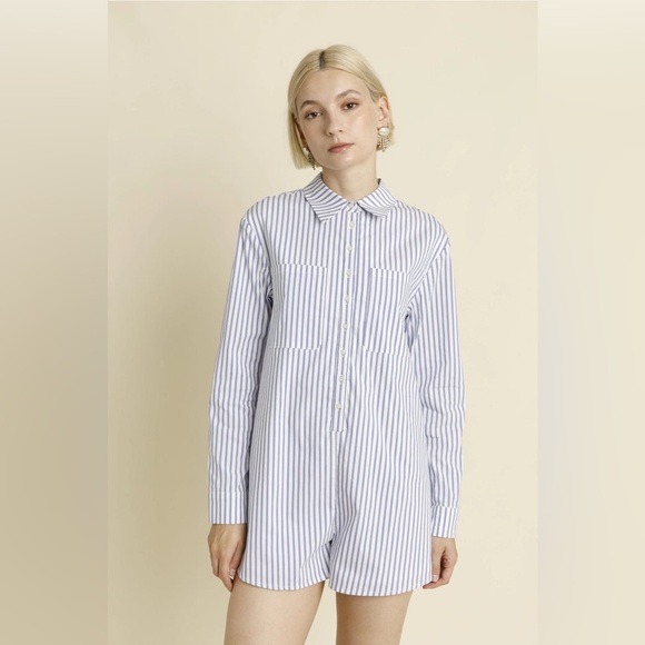 Aureum AC1895 - OVERSIZED STRIPED SHIRT ROMPER Small - Picture 1 of 5